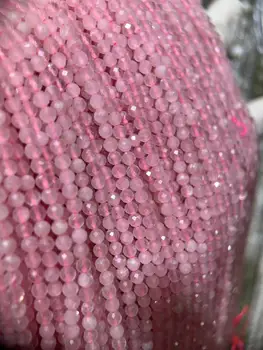  Aukštos kokybės natūralaus rožinio kvarco briaunotas pjovimo rožinis brangakmenis Subtilūs sėklų karoliukai papuošalų aksesuarams gaminti