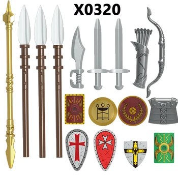  X0320 Viduramžių Romos riteris Spartiečiai blokuoja filmų kaladėles Mini veiksmo figūrėlės Surenka žaislus Vaikams Dovanos