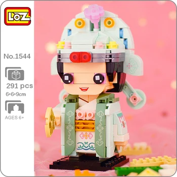  LOZ 1544 Pekino operos senovės mokslininkas Jaunimo skrybėlė Fanų dramos aktorius Lėlė Modelis Mini kaladėlės Statybinis žaislas vaikams Be dėžutės